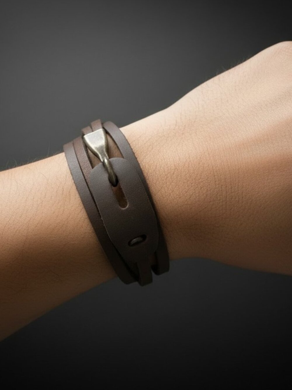 Rebecca Ray Natural Brown Leather Adjustable Bracelet